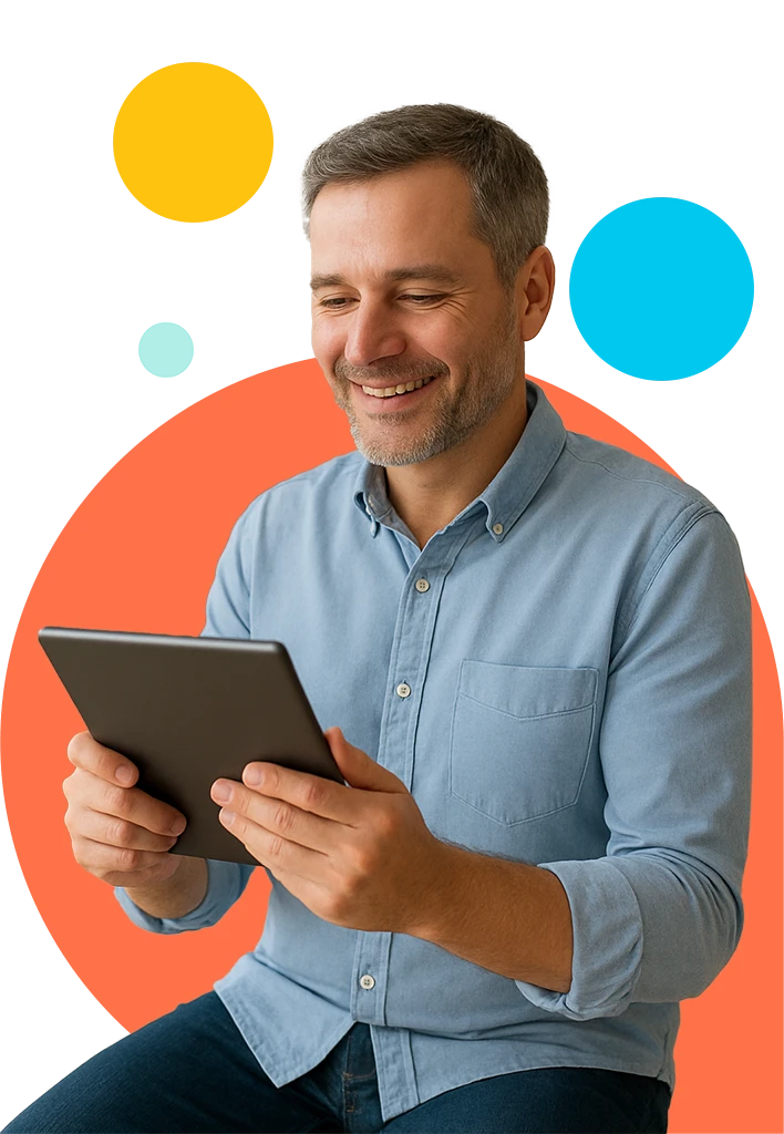 Hombre revisando inmuebles disponibles en una tablet